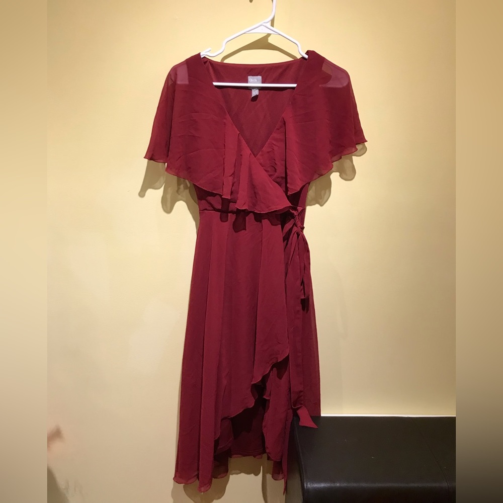 ASOS Chiffon Maroon Cape Dress